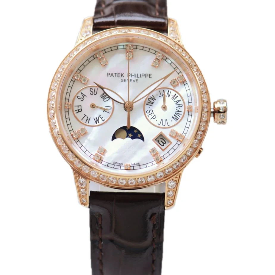 Grand Complications Ladies First Perpetual Calendar with Diamond Bezel in Rose Gold on Leather Strap