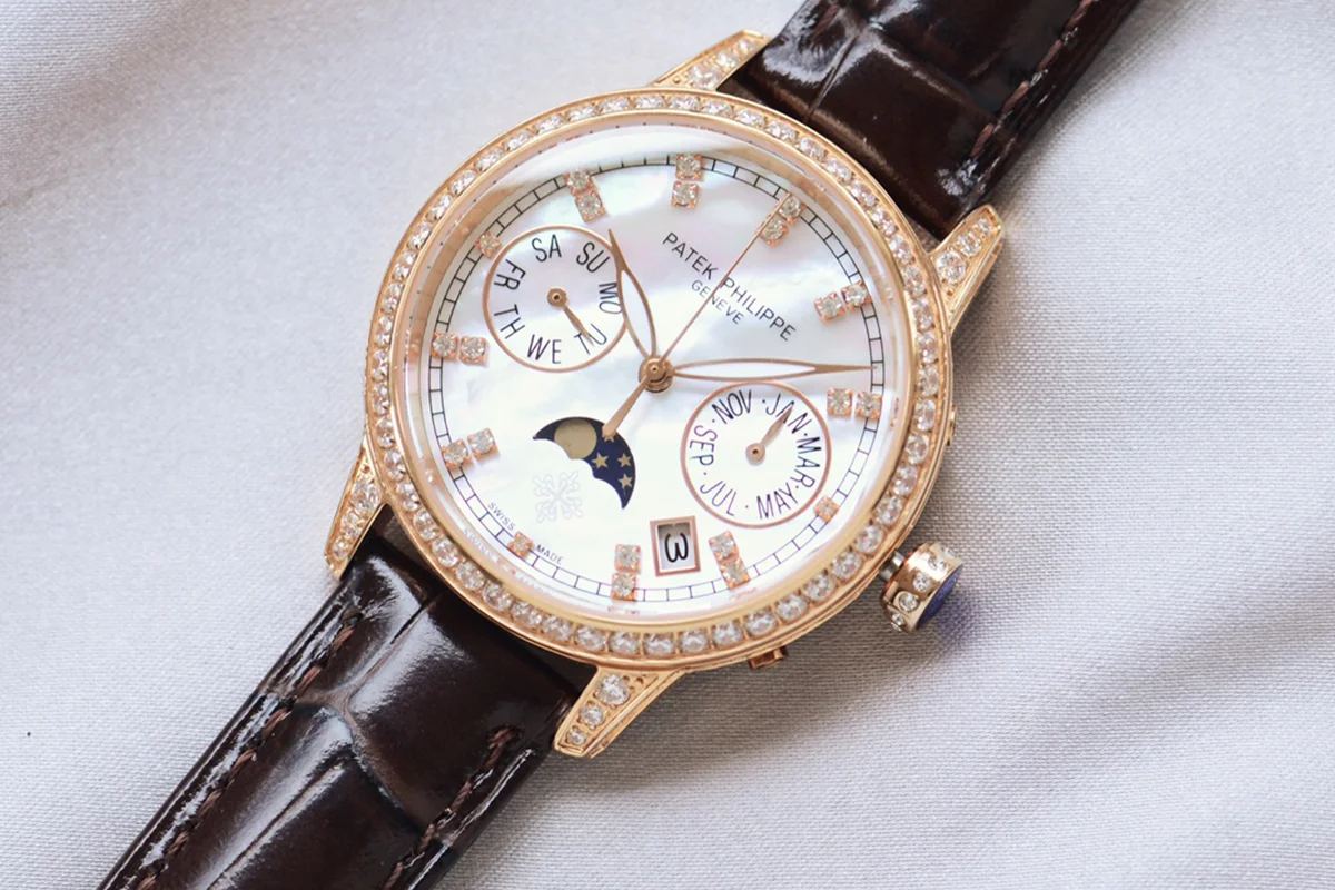 Grand Complications Ladies First Perpetual Calendar with Diamond Bezel in Rose Gold on Leather Strap