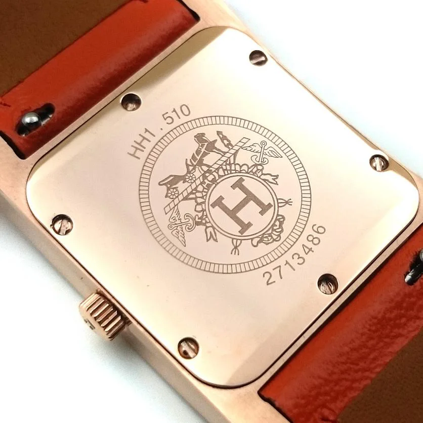Heure H Rose Gold on Orange Epsom Leather Strap