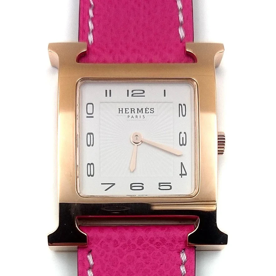 Heure H Rose Gold on Pink Epsom Leather Strap