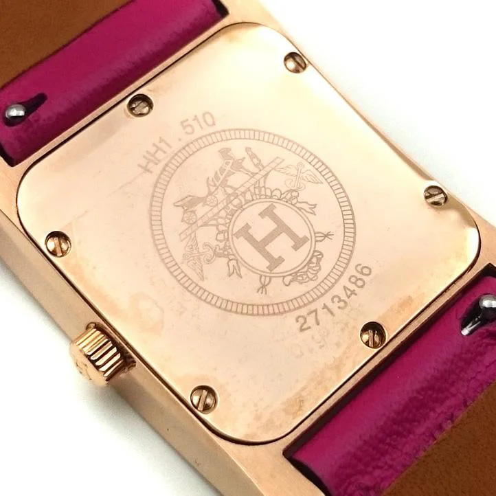 Heure H Rose Gold on Pink Epsom Leather Strap