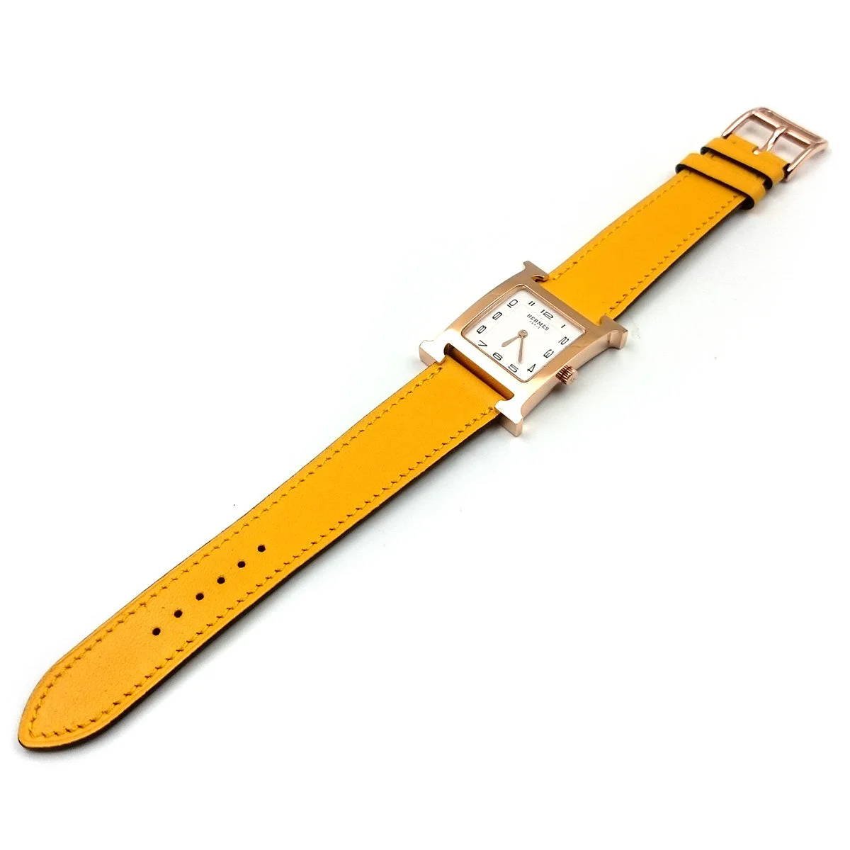 Heure H Rose Gold on Yellow Fjord Leather Strap