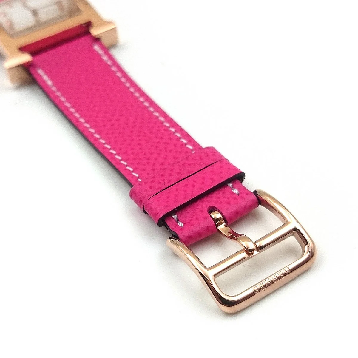 Heure H Rose Gold with Diamond Markers on Pink Epsom Leather Strap