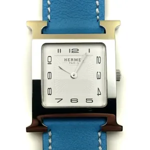 Heure H Steel on Light Blue Fjord Leather Strap