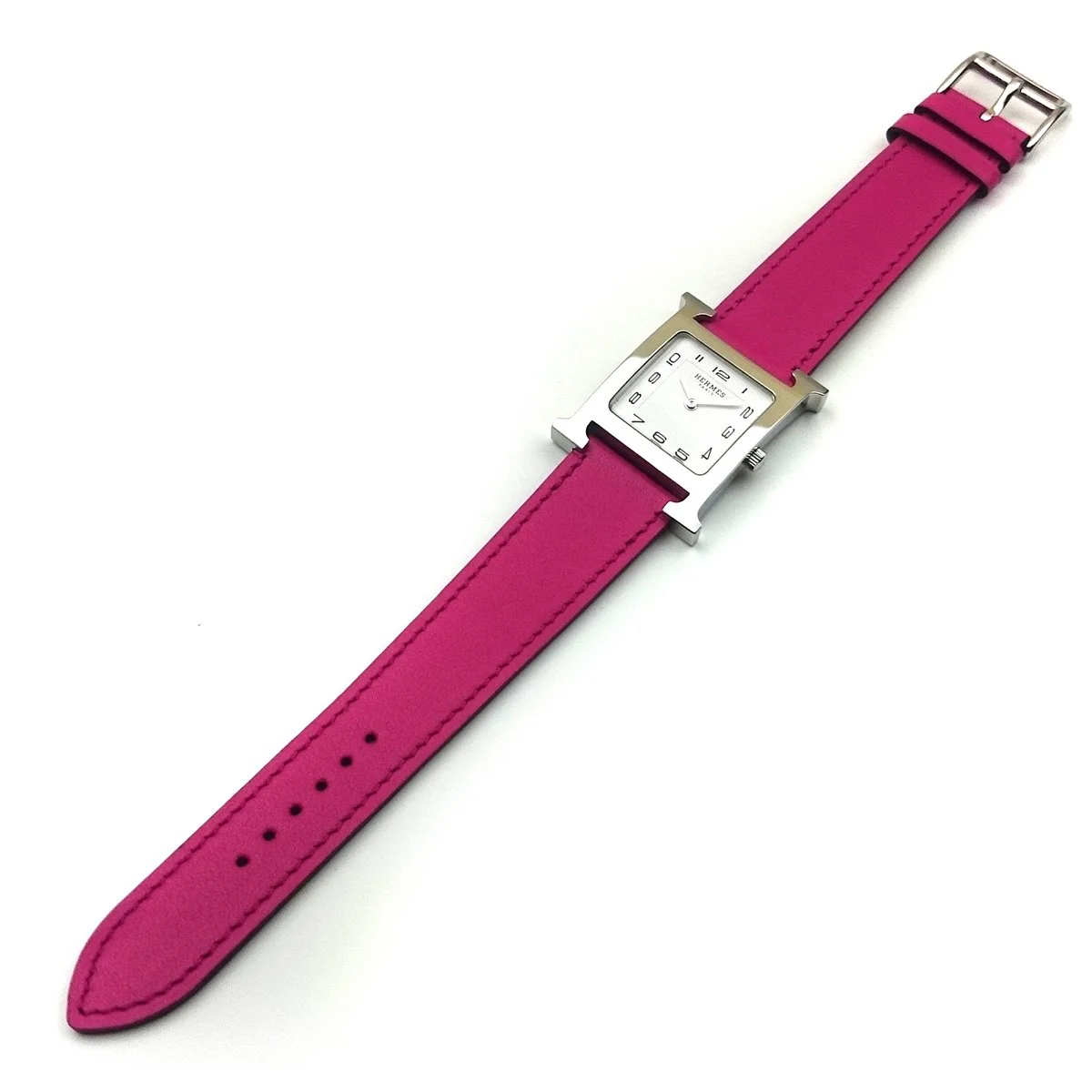 Heure H Steel on Pink Fjord Leather Strap