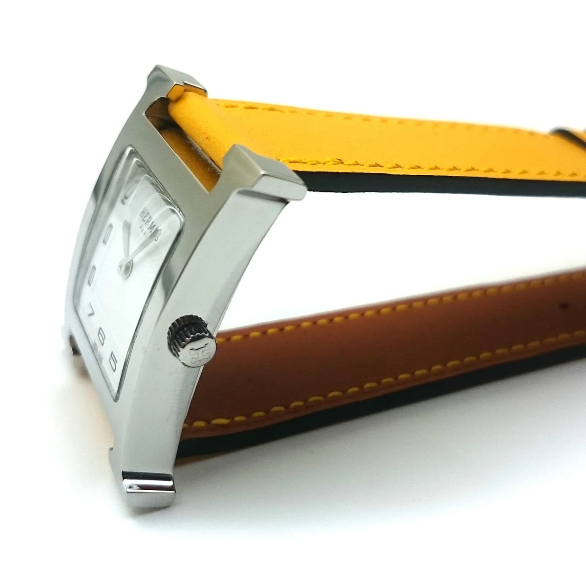 Heure H Steel on Yellow Fjord Leather Strap