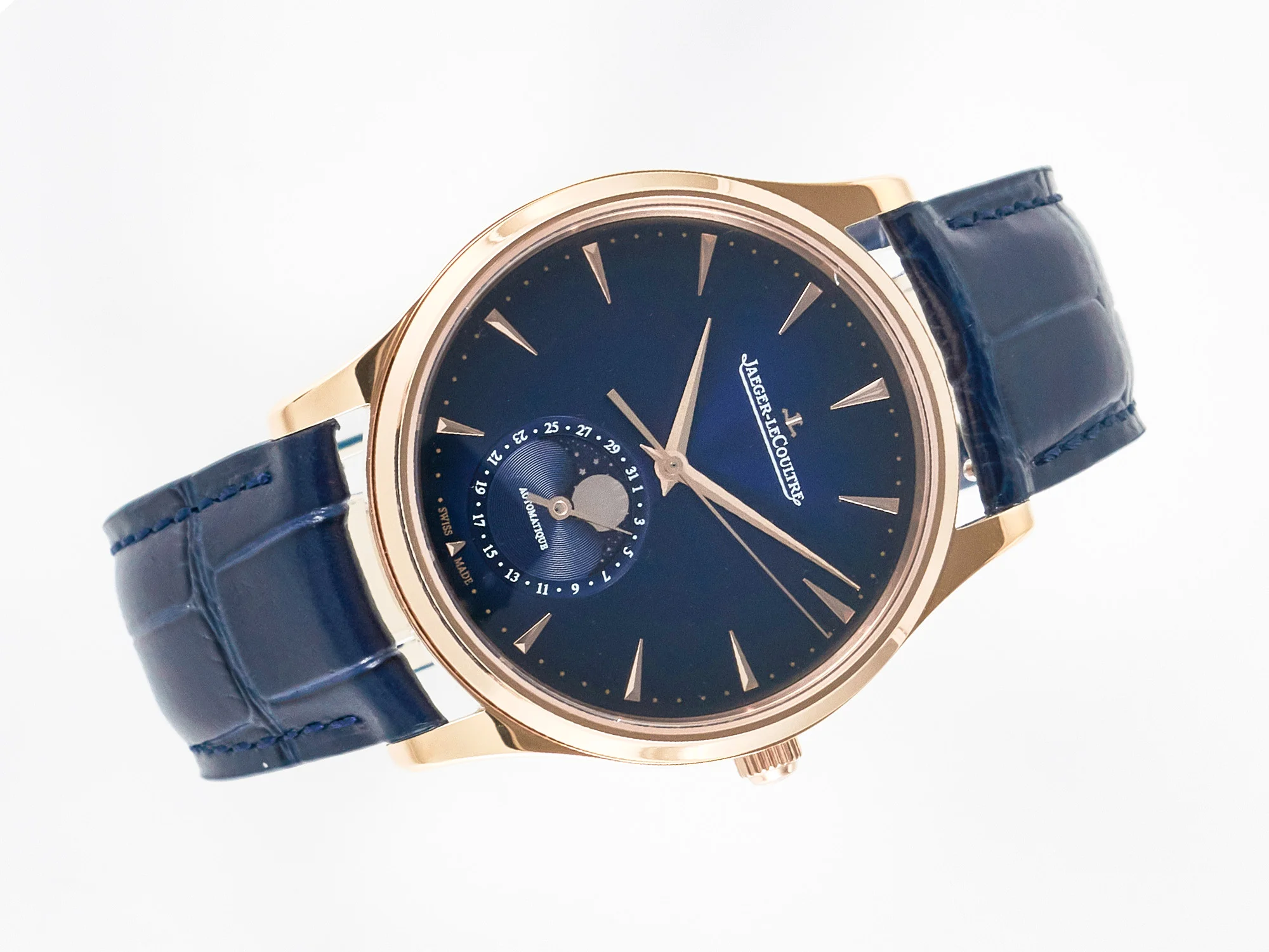 Master Ultra Thin Moon RG Z+F 1:1 Best Edition Blue Dial on Blue Leather Strap SA925 Super Clone