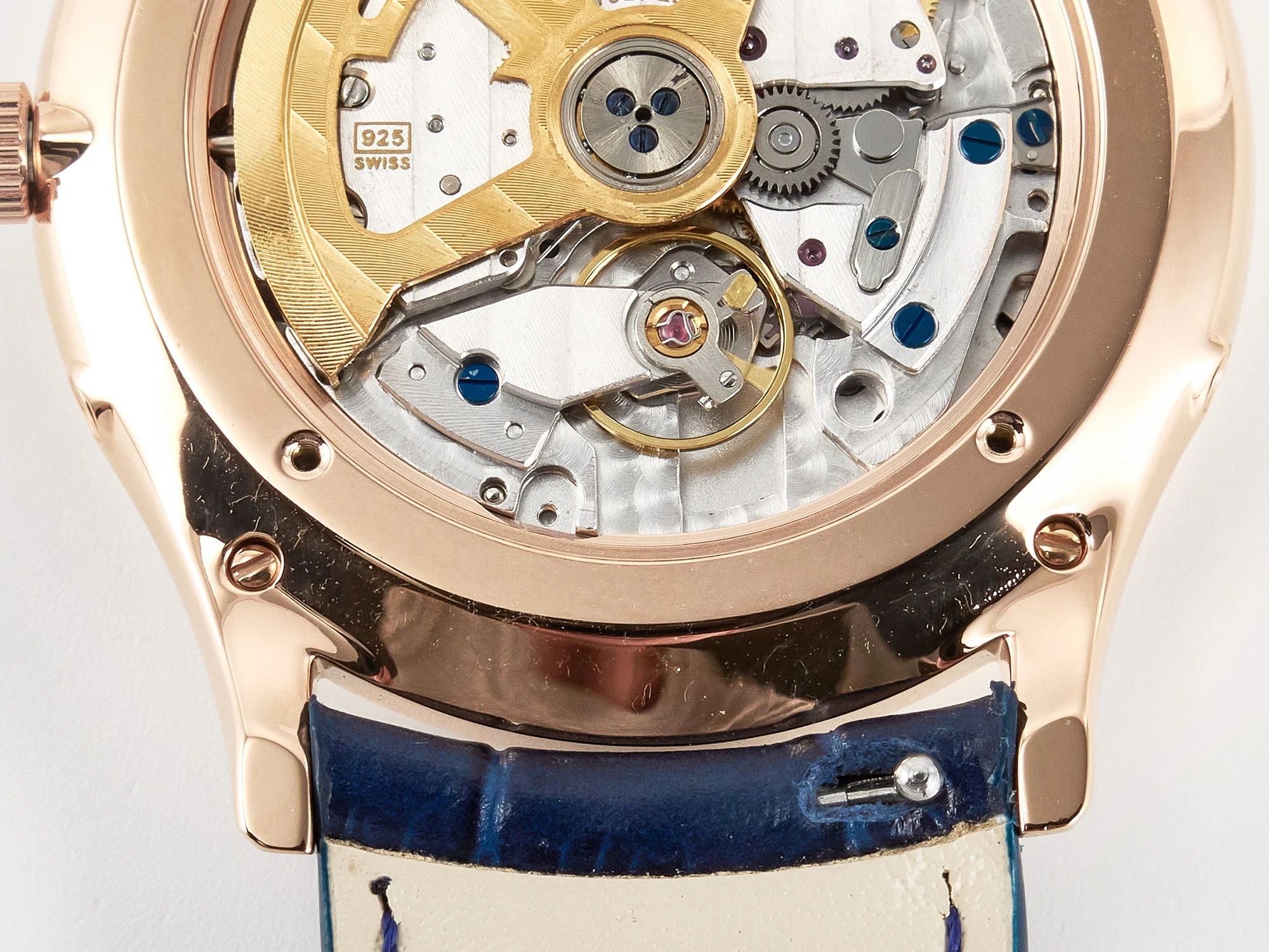 Master Ultra Thin Moon RG Z+F 1:1 Best Edition Blue Dial on Blue Leather Strap SA925 Super Clone