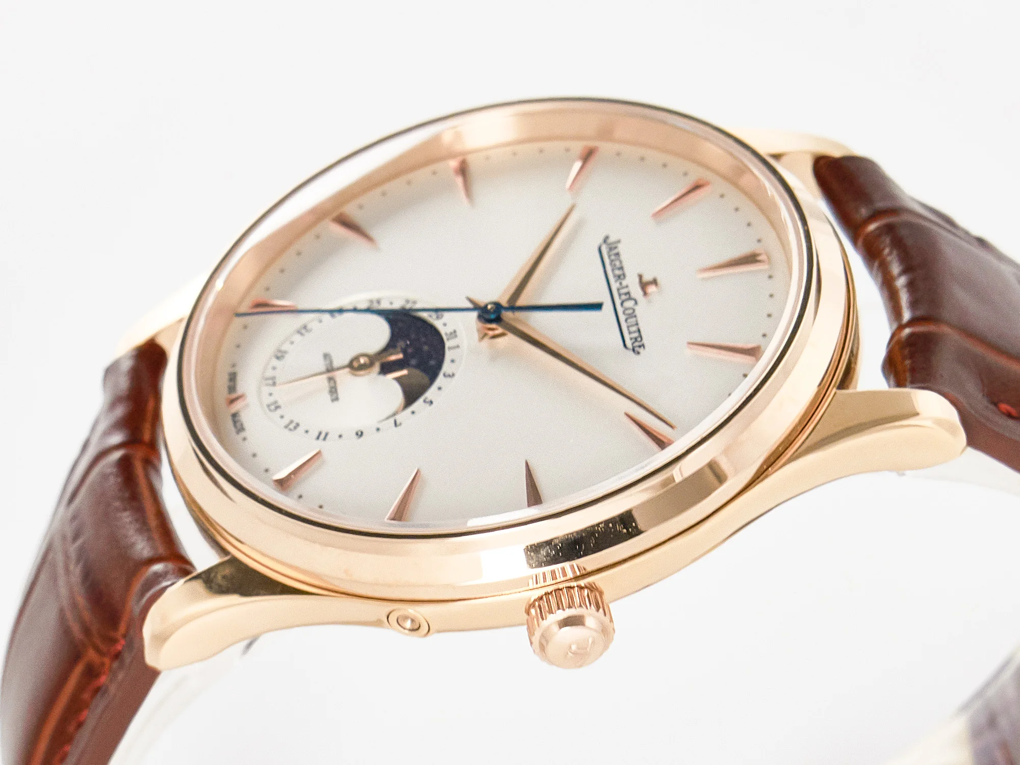 Master Ultra Thin Moon RG Z+F 1:1 Best Edition White Dial on Brown Leather Strap A925