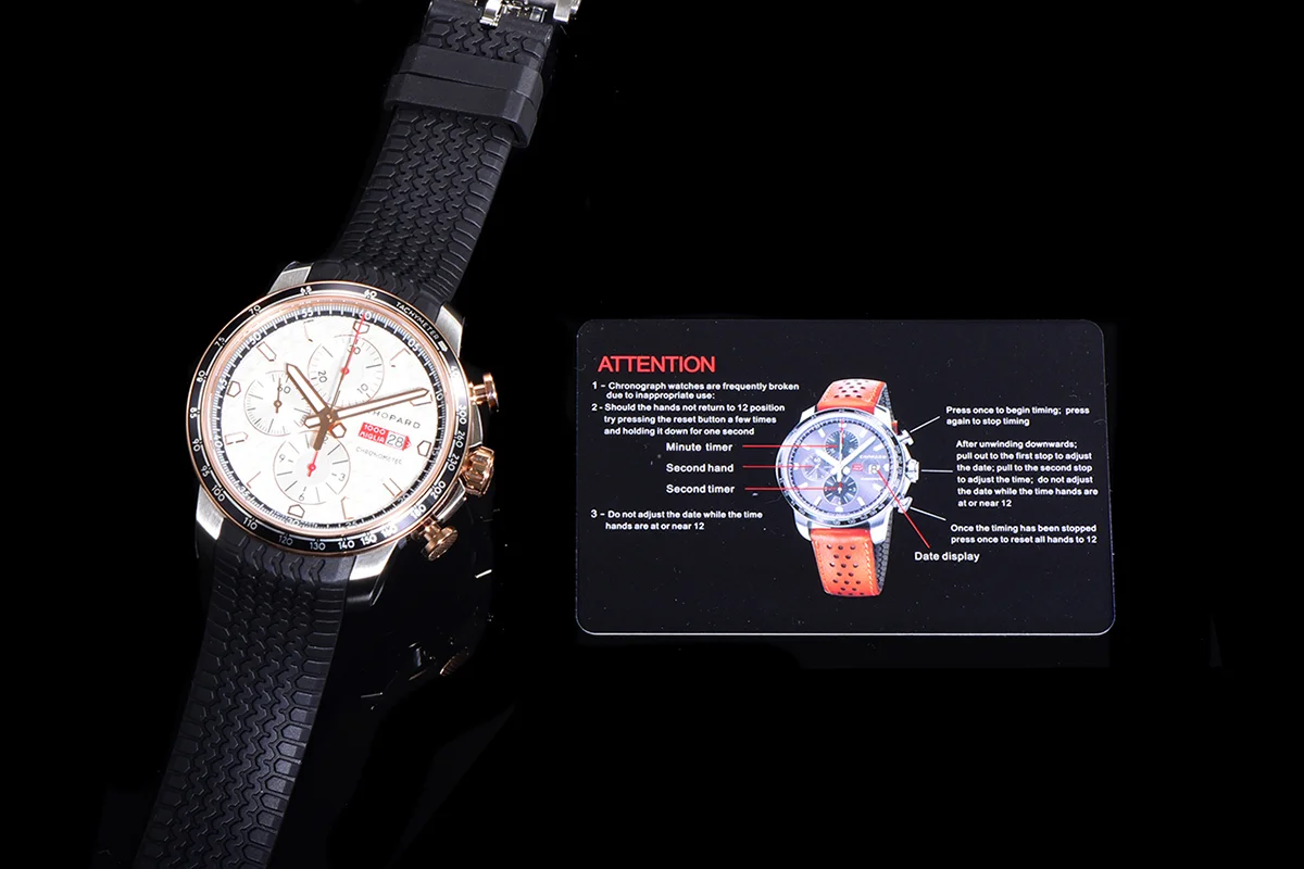 Mille Miglia GTS Chrono White Dial in Rose Gold/Steel