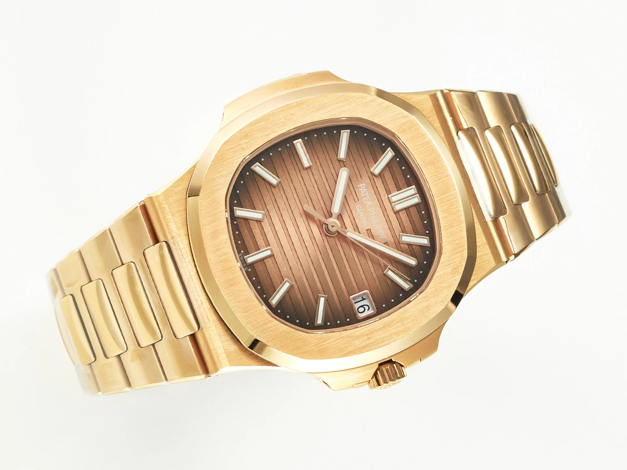 Nautilus 5711/1R-001 RG 3KF 1:1 Best Edition Brown Textured Dial on RG Bracelet Super Clone 26-330