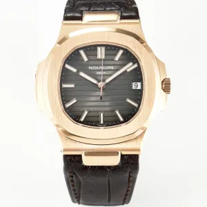 Nautilus 5711/1R RG 3KF 1:1 Best Edition Brown Textured Dial on Brown Leather Strap A324 Super Clone V2