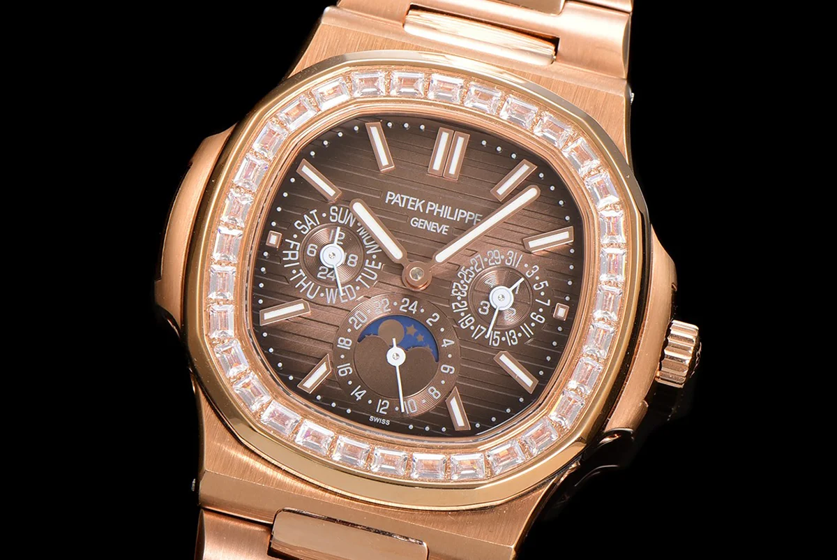 Nautilus 5740 Brown Dial with Diamond Bezel in Rose Gold