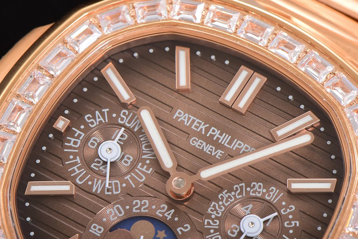 Nautilus 5740 Brown Dial with Diamond Bezel in Rose Gold