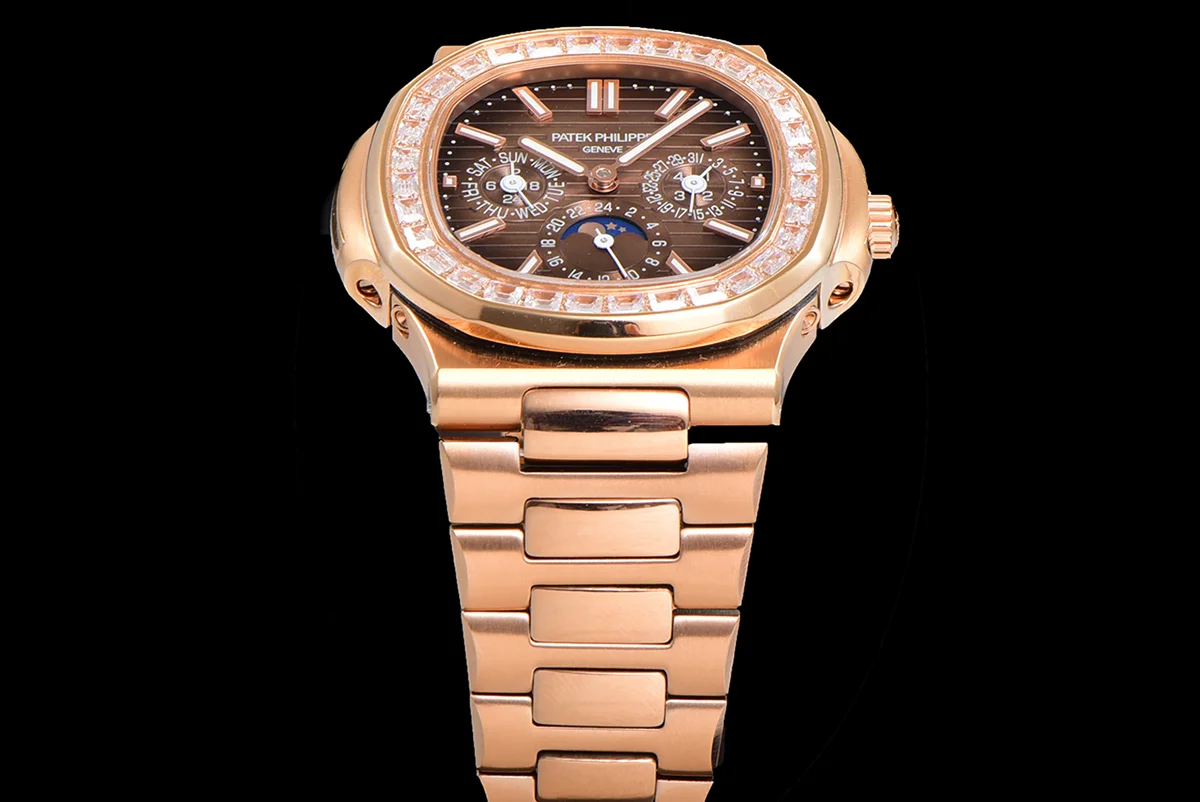 Nautilus 5740 Brown Dial with Diamond Bezel in Rose Gold