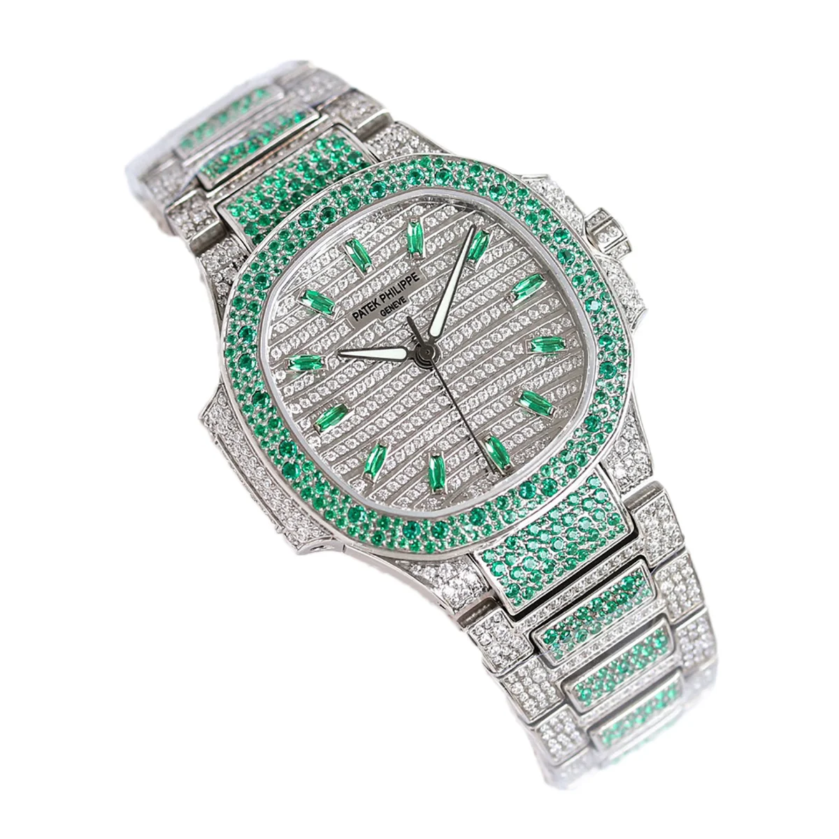 Nautilus 7118/1453G-001 Diamond Paved Dial with Green Diamond Markers in White Gold