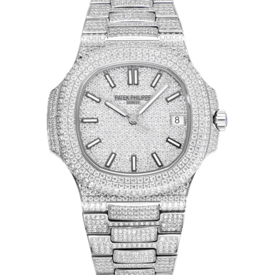 Nautilus Jumbo 5711 Diamond Dial with Diamond Bezel with Paved Diamonds in White Gold