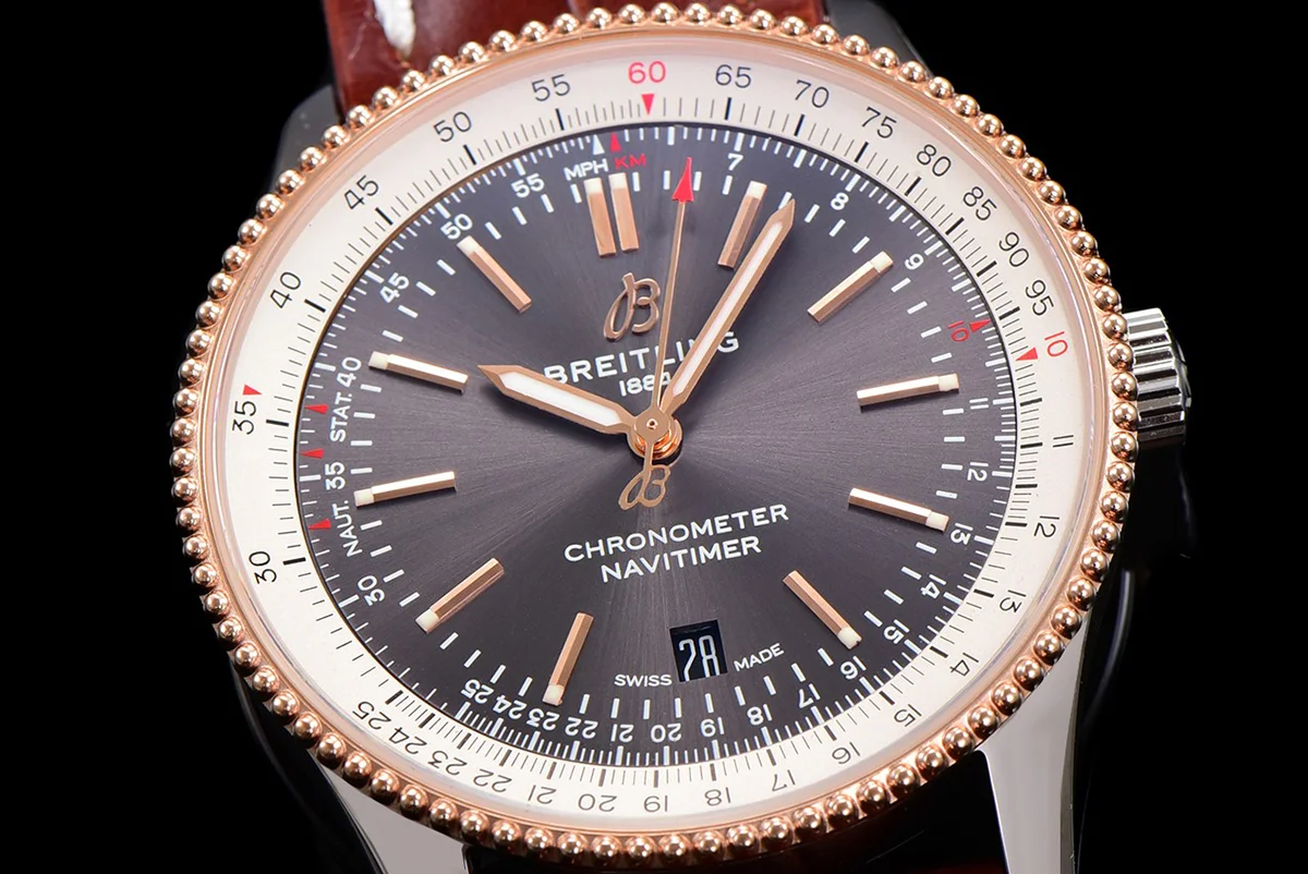 Navitimer Automatic 41 Slate Grey and White Dial in Steel/Rose Gold