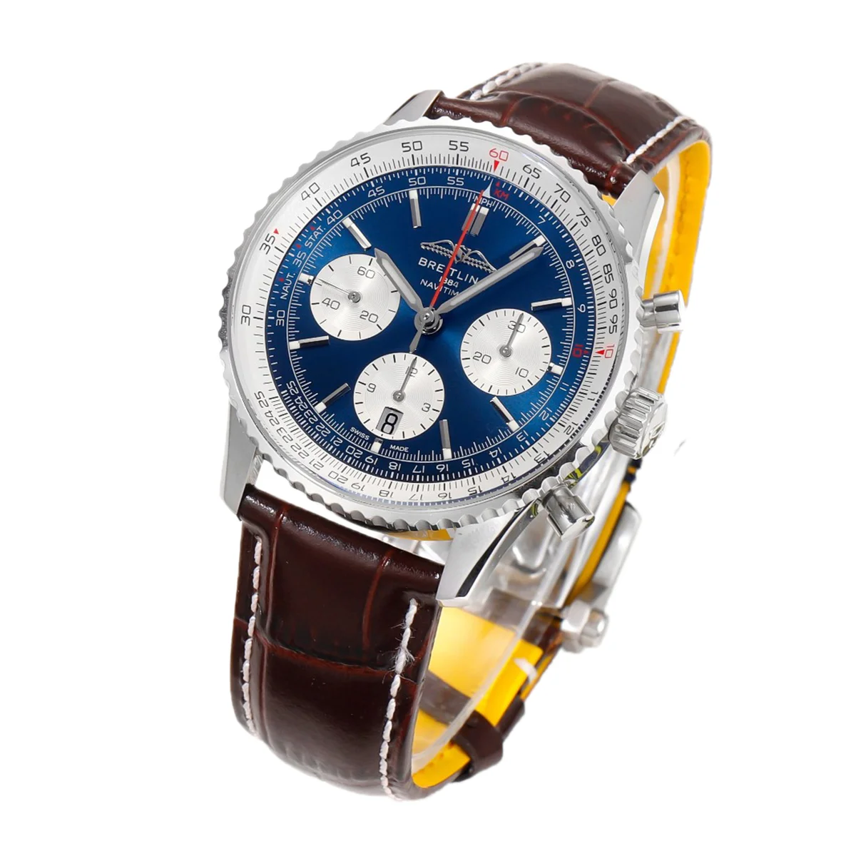 Navitimer B01 Chronograph 43 Blue Dial in Steel on Leather Strap Ref. AB0139631C1P1
