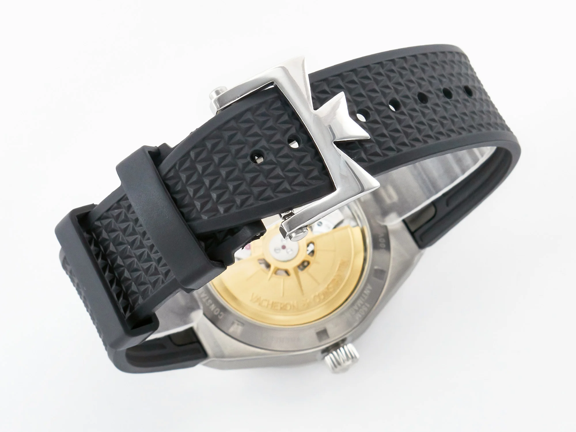 Overseas 4500V SS MKSF 1:1 Best Edition White Dial on Black Rubber Strap A5100