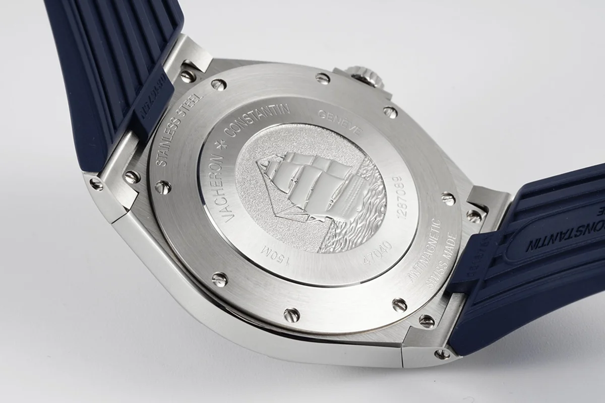 Overseas Automatic 47040 Blue Dial in Steel on Rubber Strap