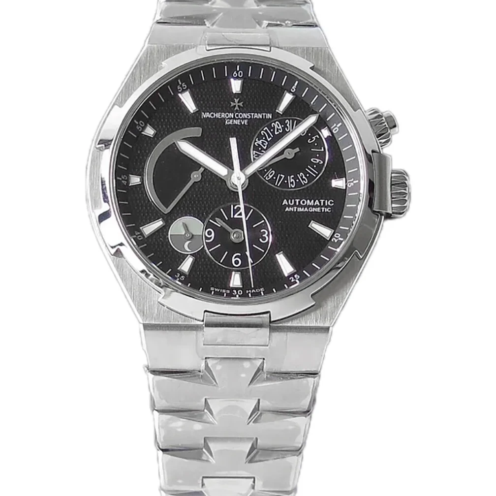 Overseas Dual Time Black Dial in Steel