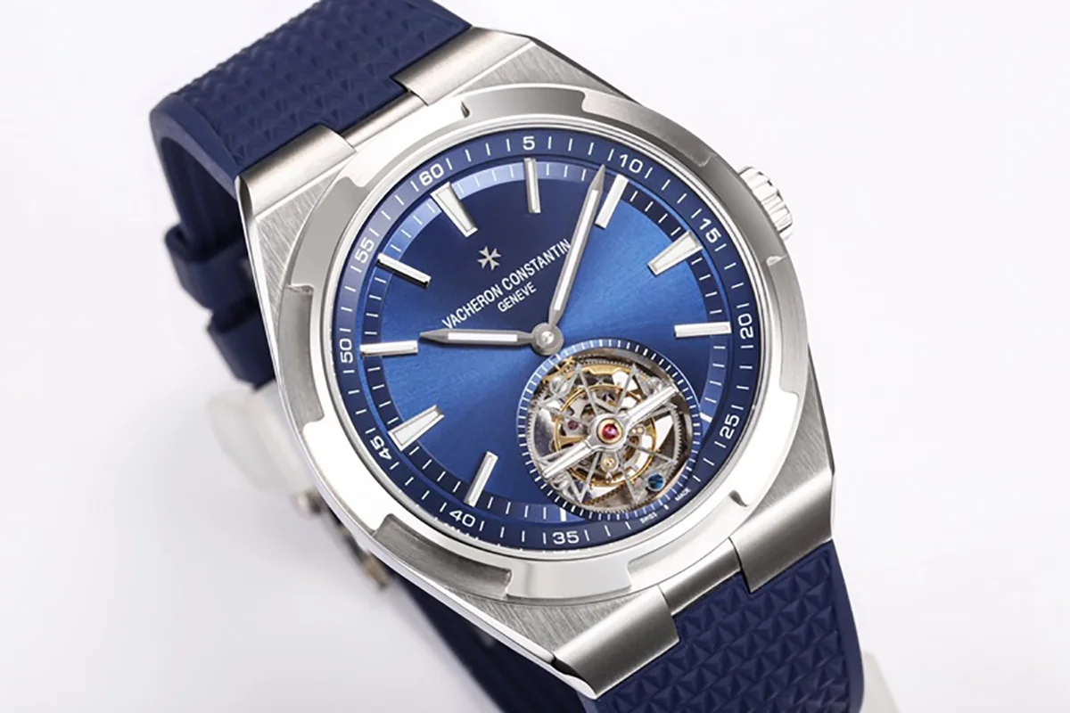 Overseas Tourbillion in Blue Rubber Strap