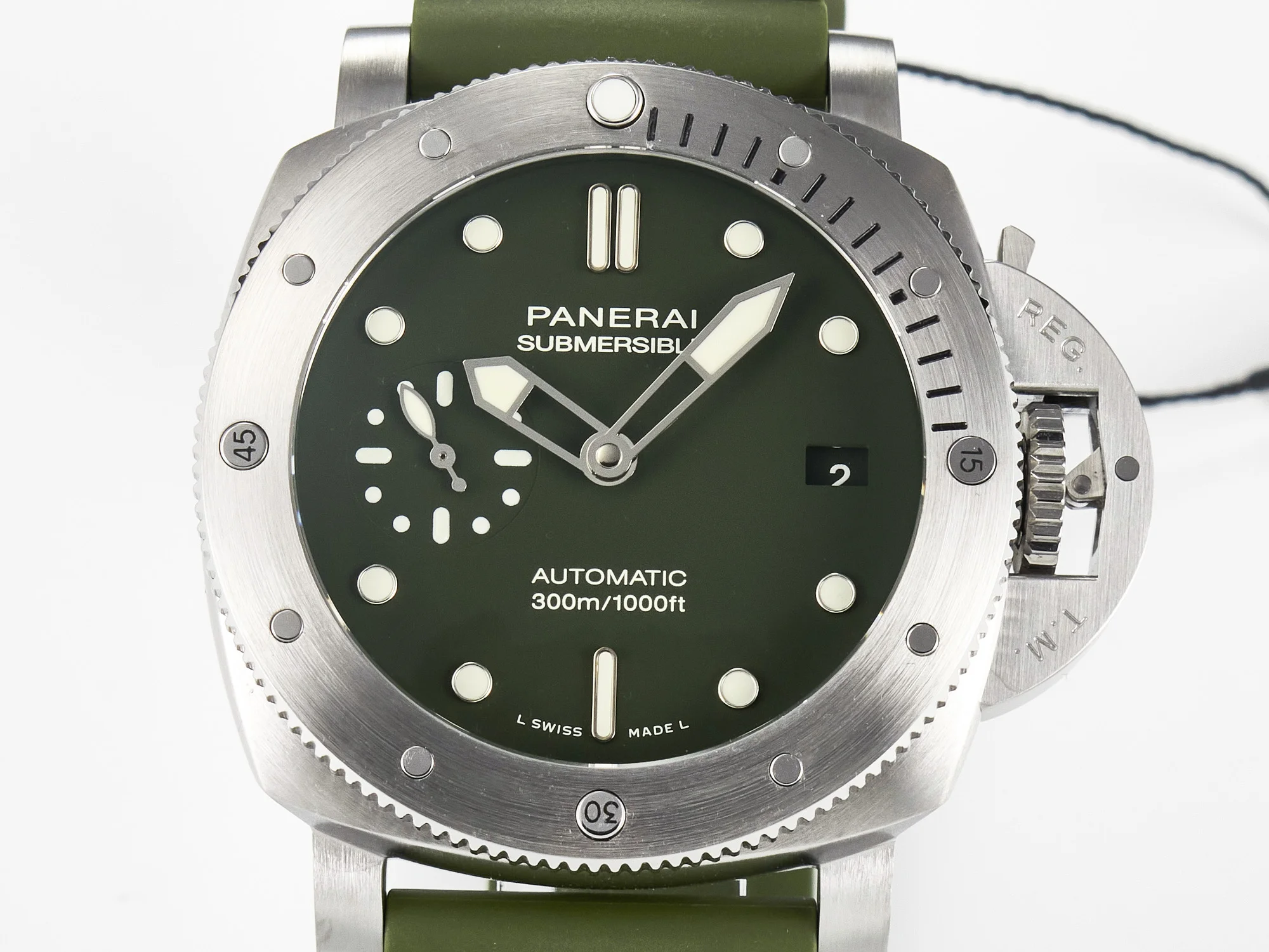 PAM1055 Luminor Submersible 42mm Verde Militare VSF 1:1 Best Edition on Green Rubber Strap P.900 Clone