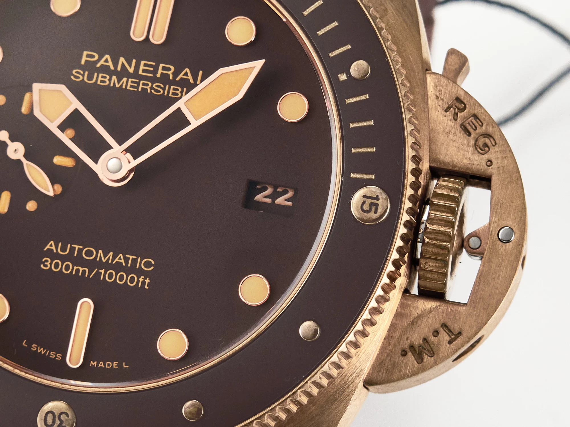 PAM968 V Bronzo VSF 1:1 Best Edition Brown Ceramic Bezel and Dial on Brown Calfskin Strap P.9010 Clone
