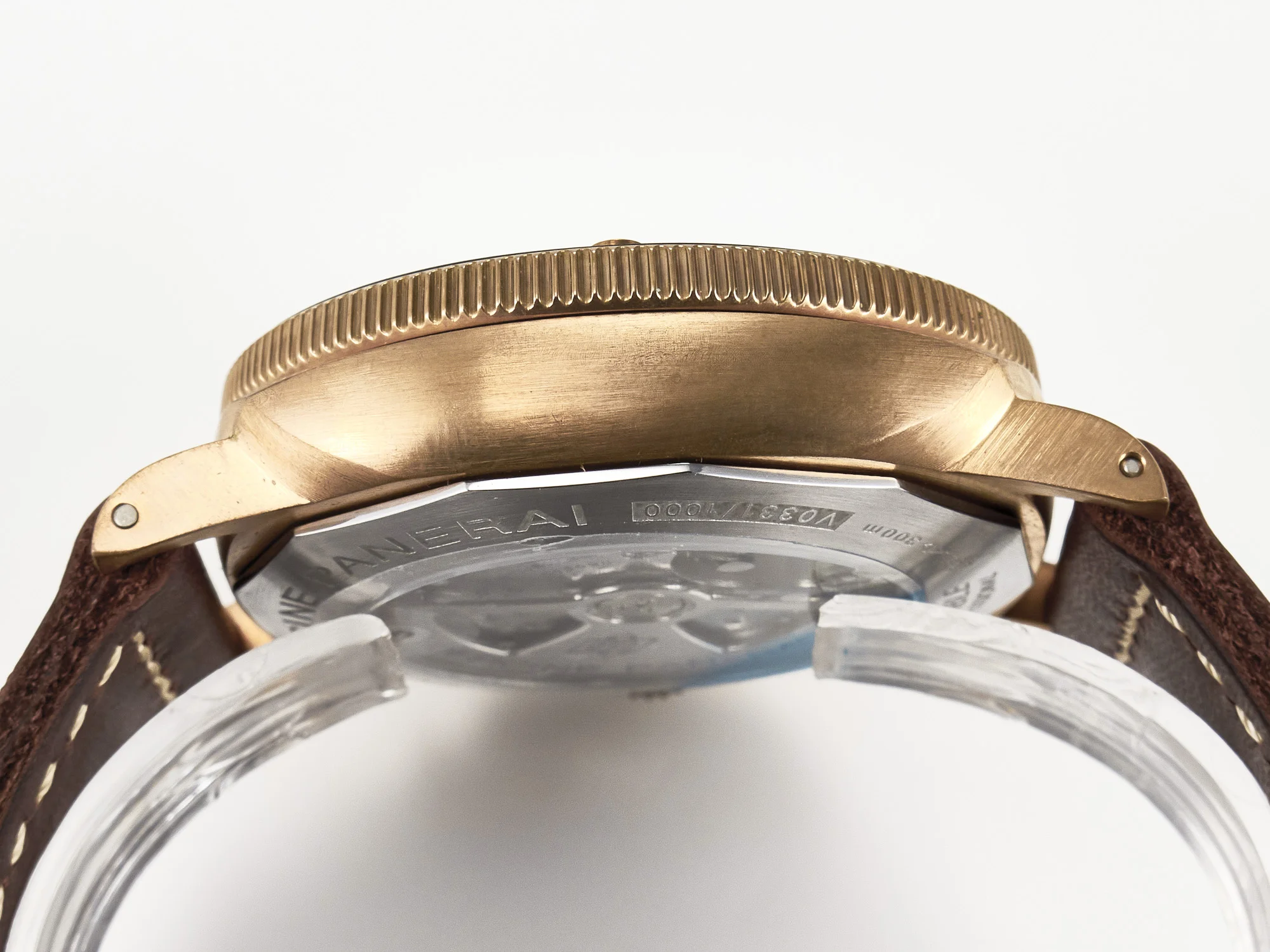 PAM968 V Bronzo VSF 1:1 Best Edition Brown Ceramic Bezel and Dial on Brown Calfskin Strap P.9010 Clone
