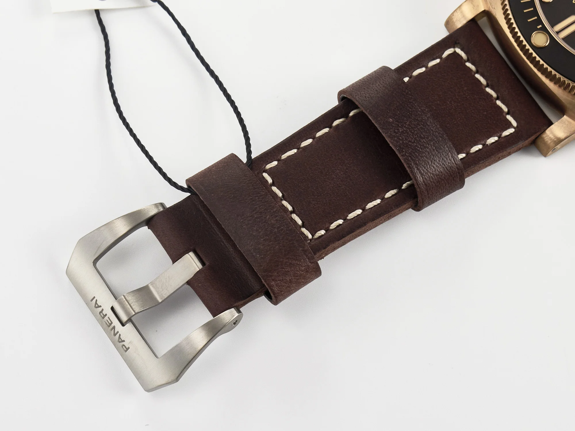 PAM968 V Bronzo VSF 1:1 Best Edition Brown Ceramic Bezel and Dial on Brown Calfskin Strap P.9010 Clone