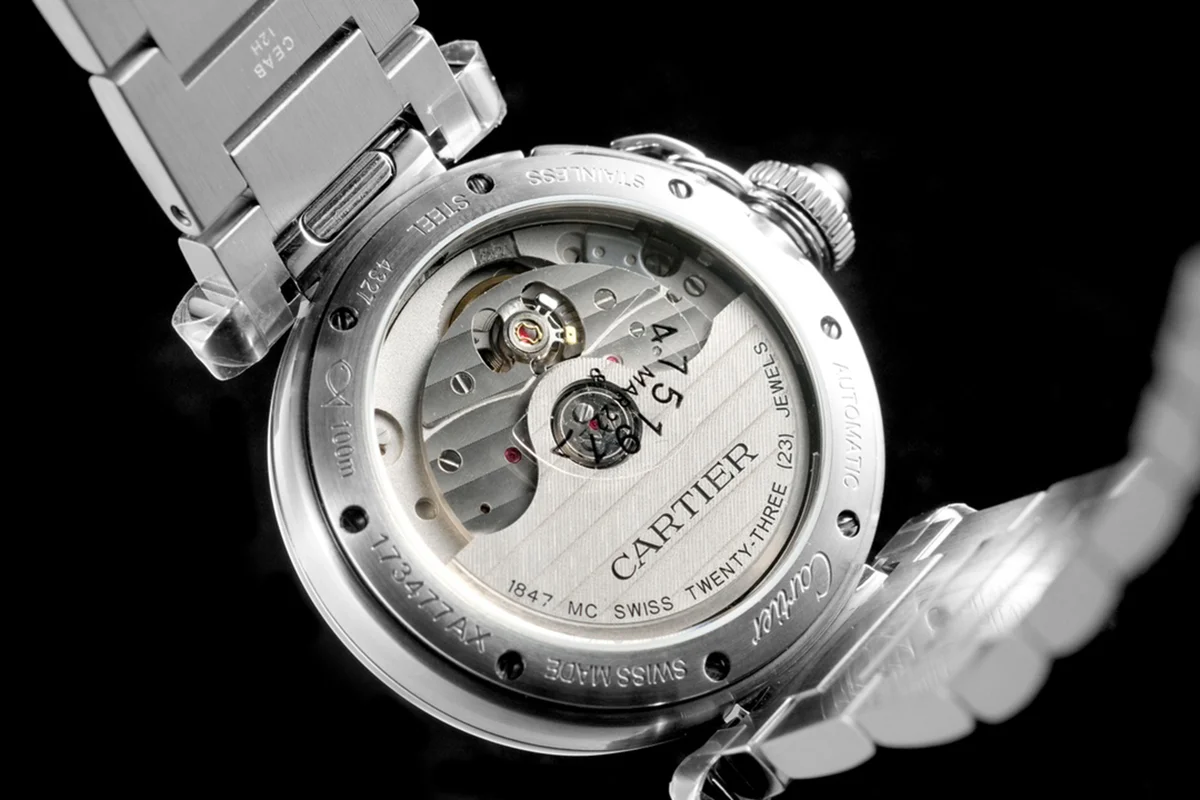 Pasha de Cartier White Dial 35mm with Diamond Bezel in Steel