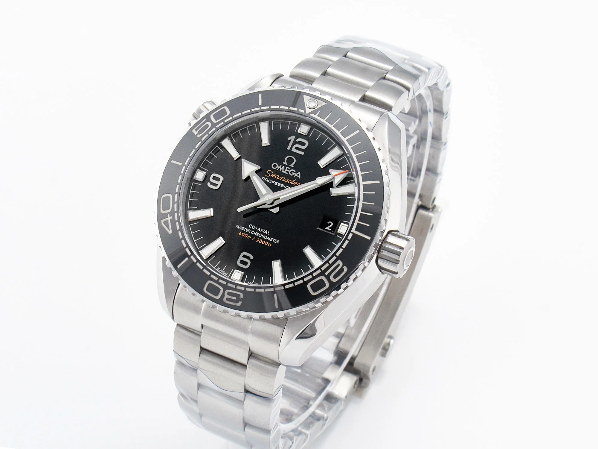 Planet Ocean 600M 39.5mm VSF 1:1 Best Edition Black Dial Black Ceramic Bezel on SS Bracelet A8800
