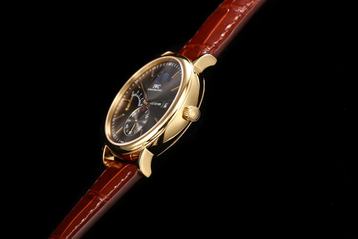 Portofino Hand Wound Moon Phrase IW516402 Grey Dial in Yellow Gold