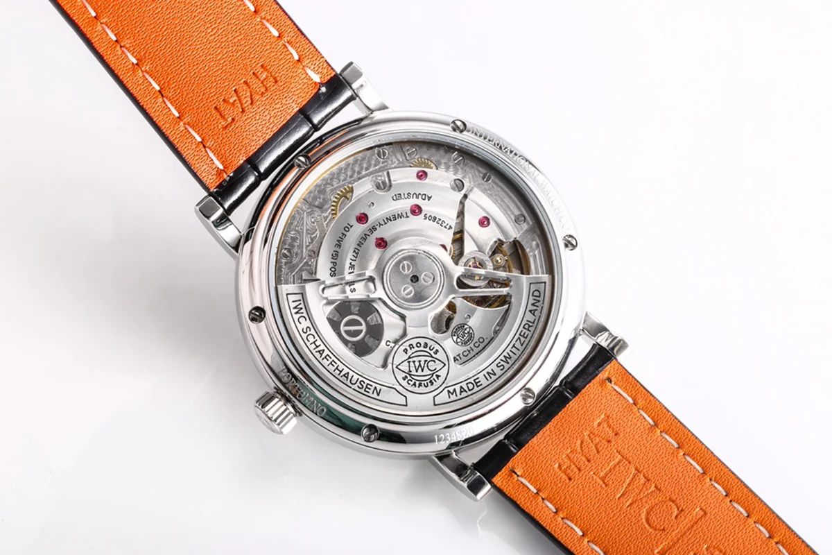 Portofino Hand Wound Moon Phrase IW5548 Black Dial in Steel