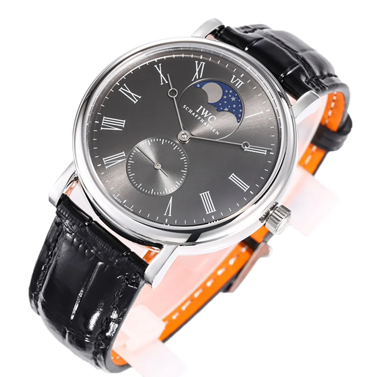 Portofino Hand Wound Moon Phrase IW5548 Grey Dial in Steel