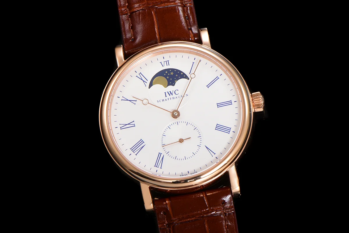 Portofino Hand Wound Moon Phrase IW5548 White Dial in Rose Gold