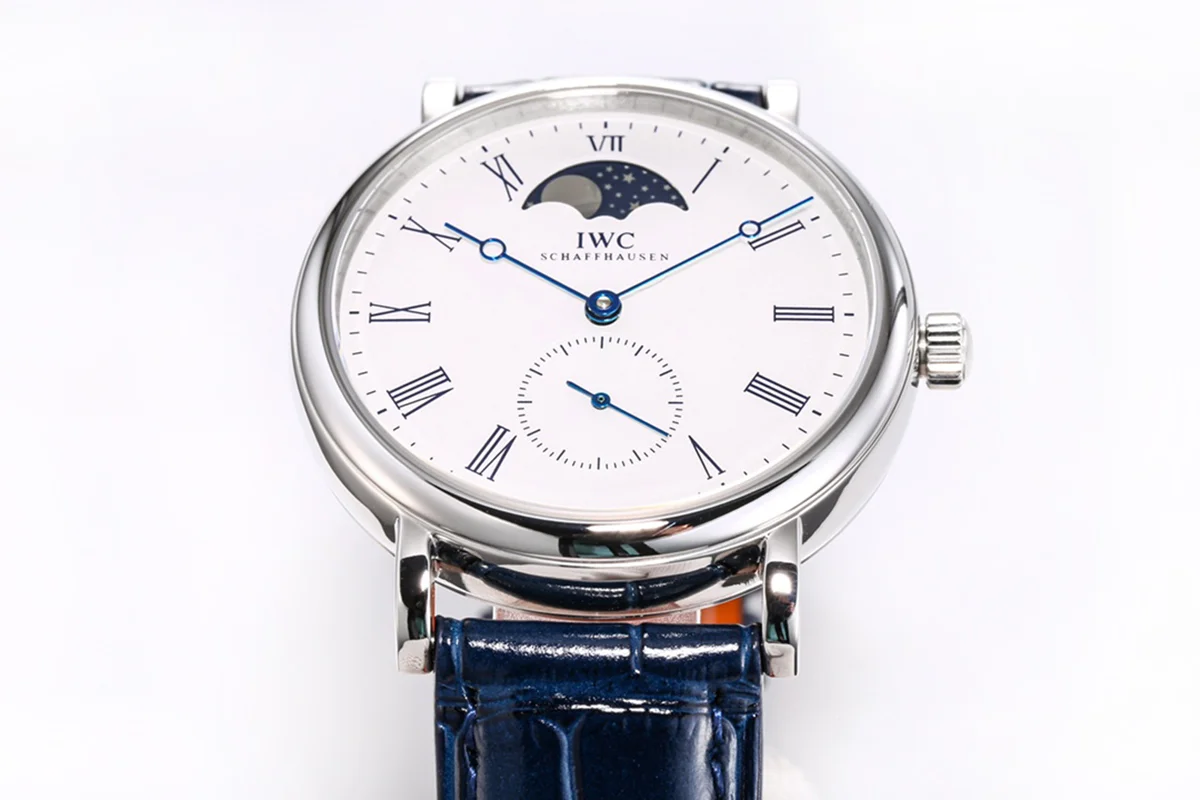 Portofino Hand Wound Moon Phrase IW5548 White Dial in Steel