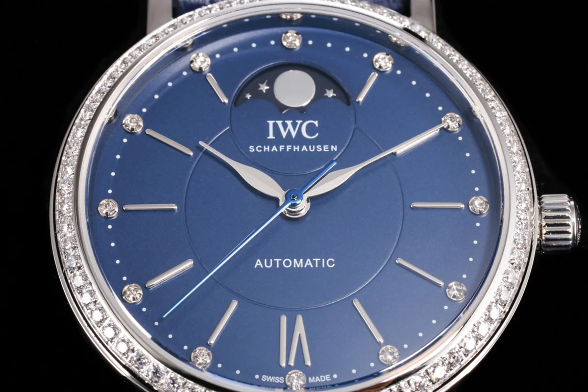 Portofino IW6596 Automatic Moon Phase 37 Blue Dial on Blue Leather Strap