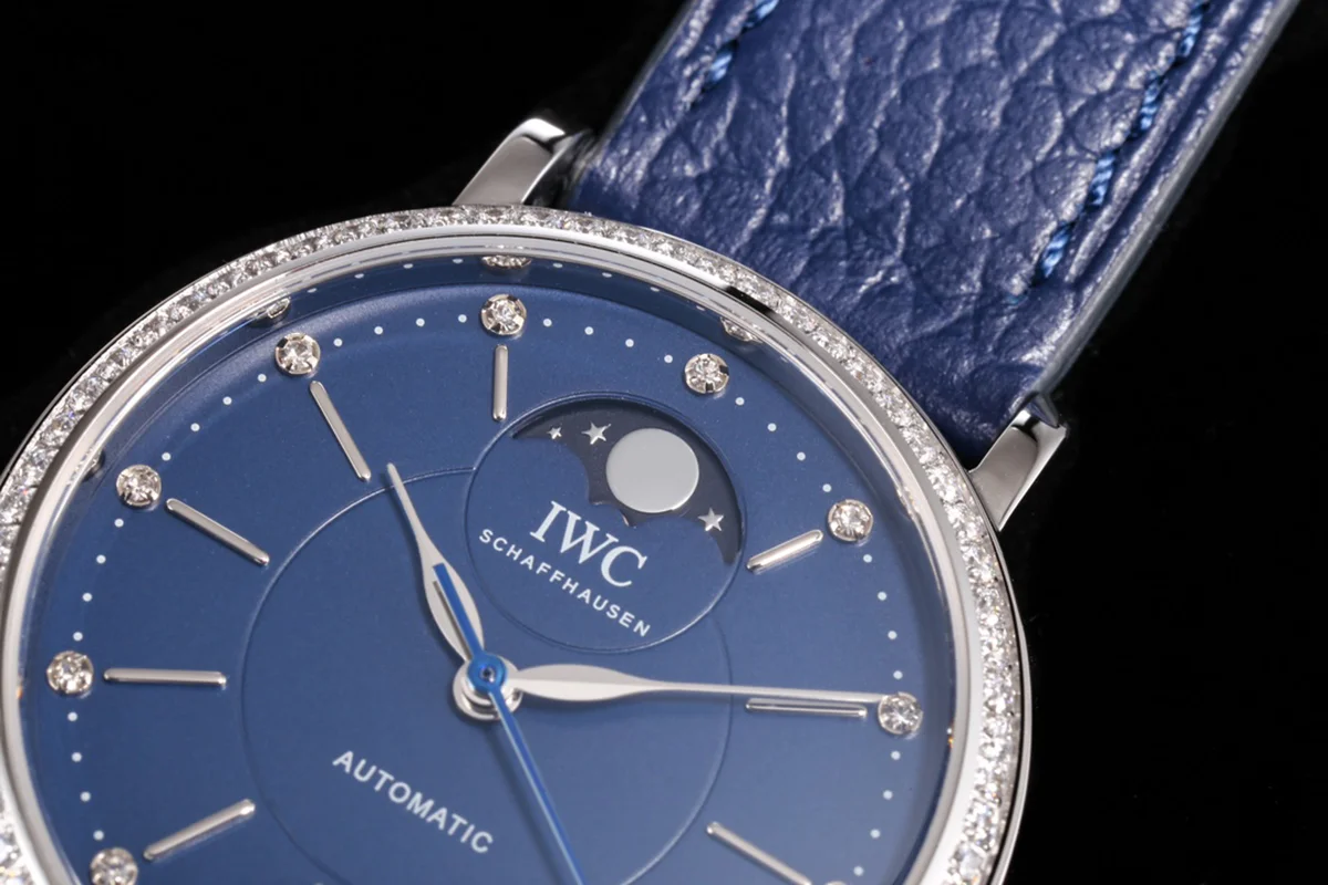 Portofino IW6596 Automatic Moon Phase 37 Blue Dial on Blue Leather Strap