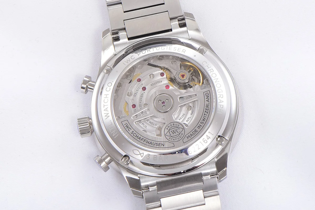 Portugieser Chronograph IW371615 Green Dial in Steel on Bracelet