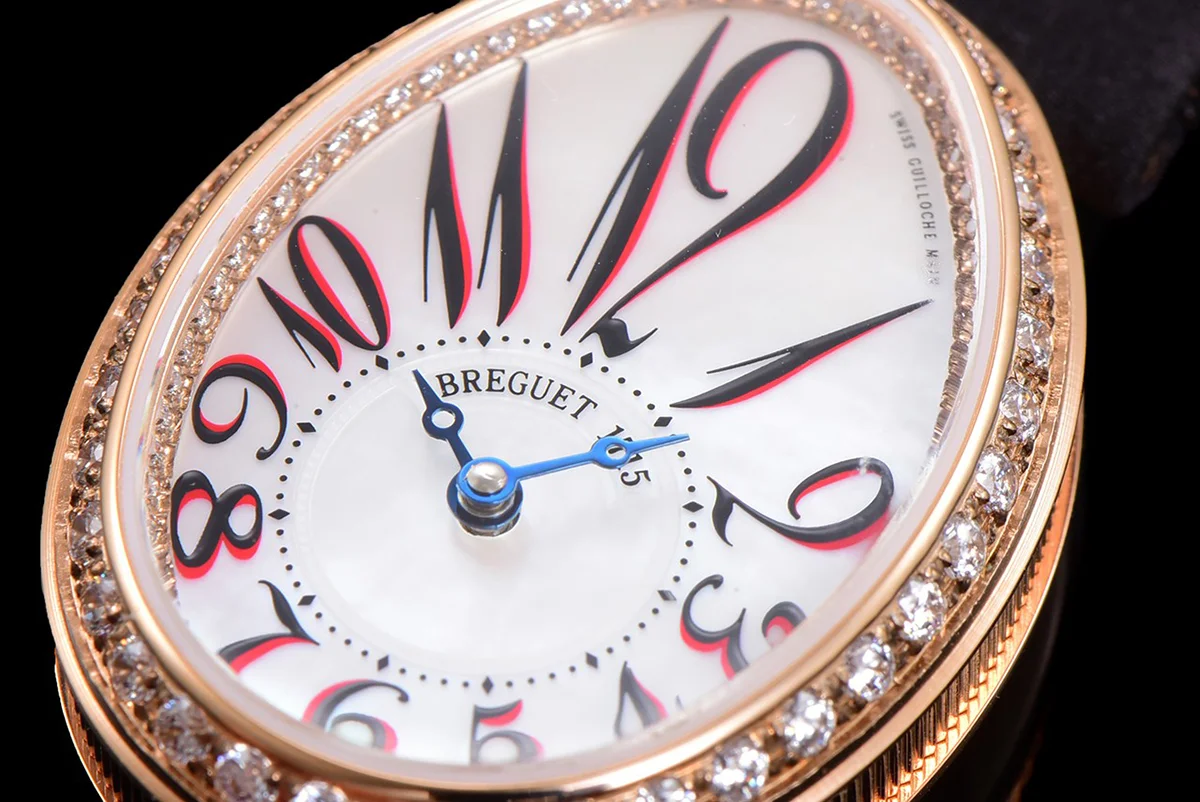 Reine de Naples in Rose Gold 8928BB Black Leather Strap