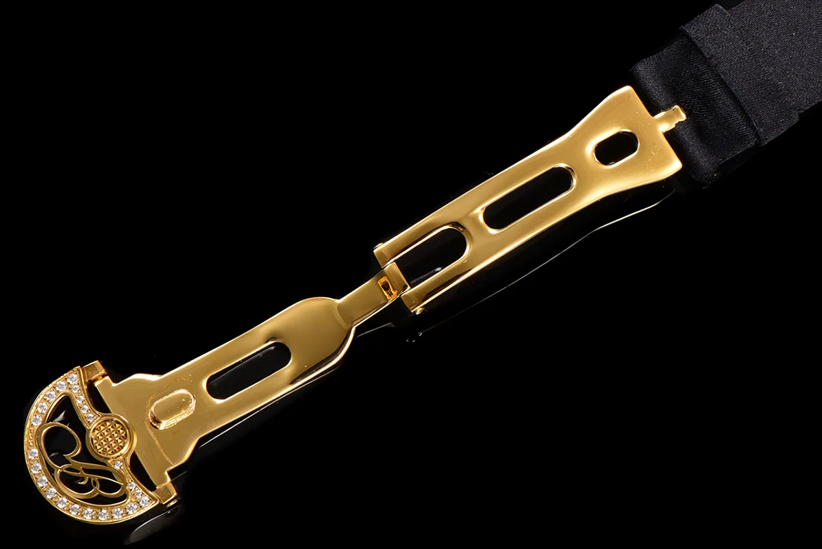 Reine de Naples in Yellow Gold 8928BA Black Leather Strap