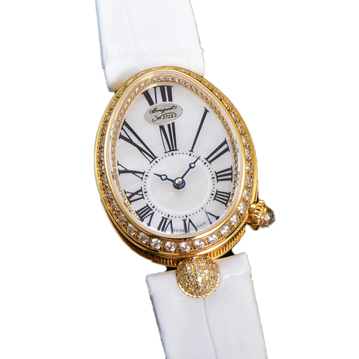 Reine de Naples in Yellow Gold 8928BA White Leather Strap