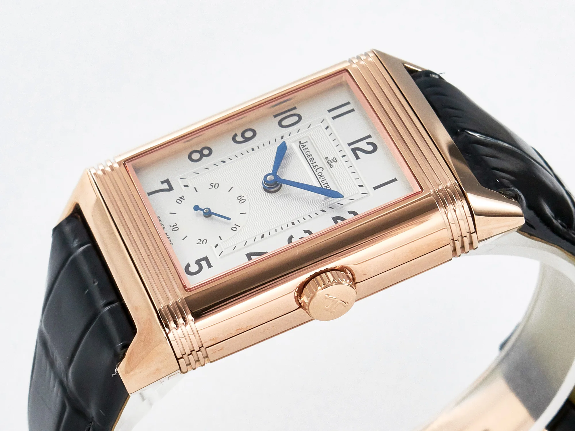 Reverso Classic Duoface Small Seconds RG MGF Best Edition White Textured Dial on Black Leather Strap A854A