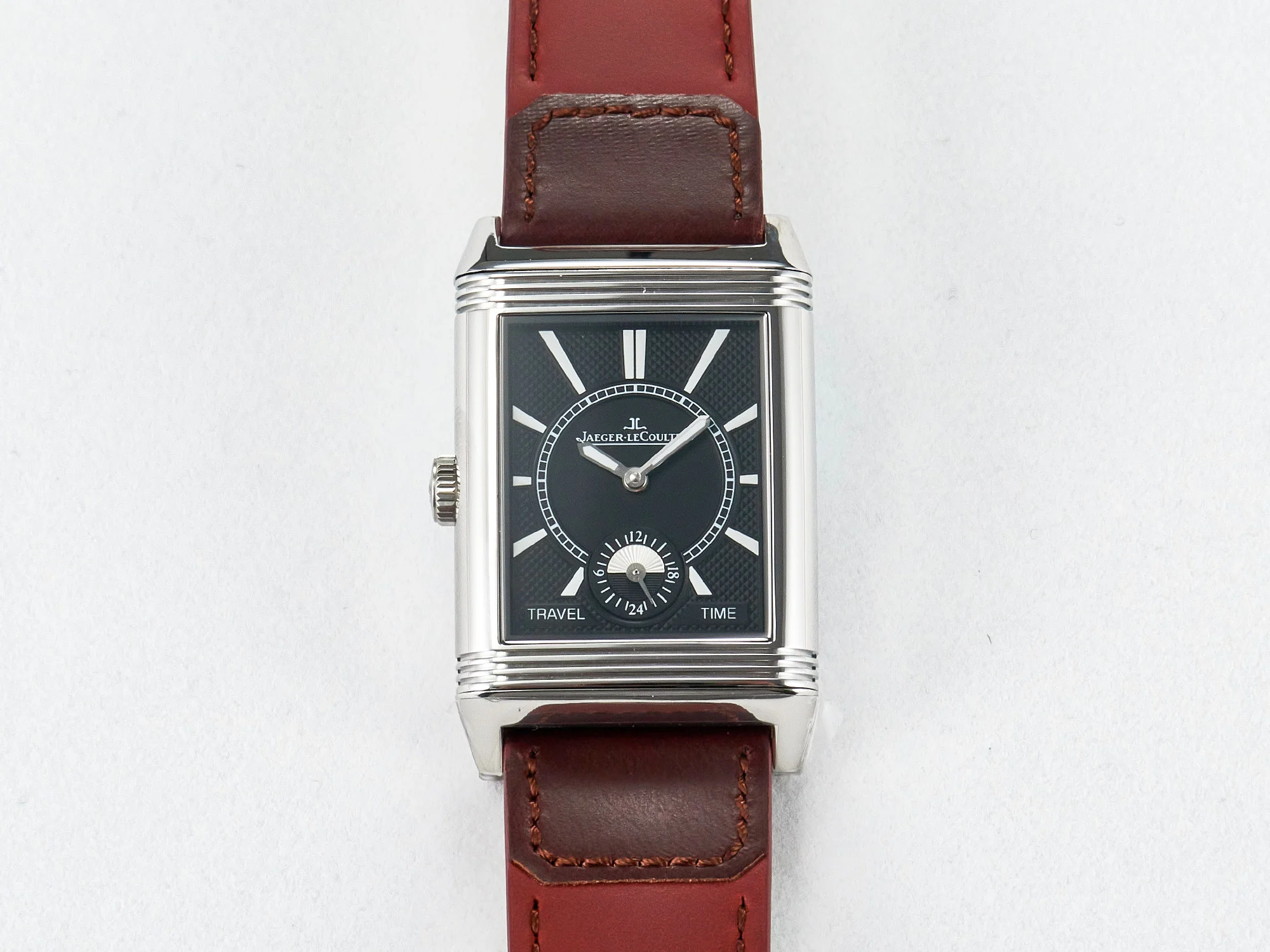 Reverso Classic Duoface Small Seconds SS MGF Best Edition White Guilloché Dial on Red Leather Strap A854A