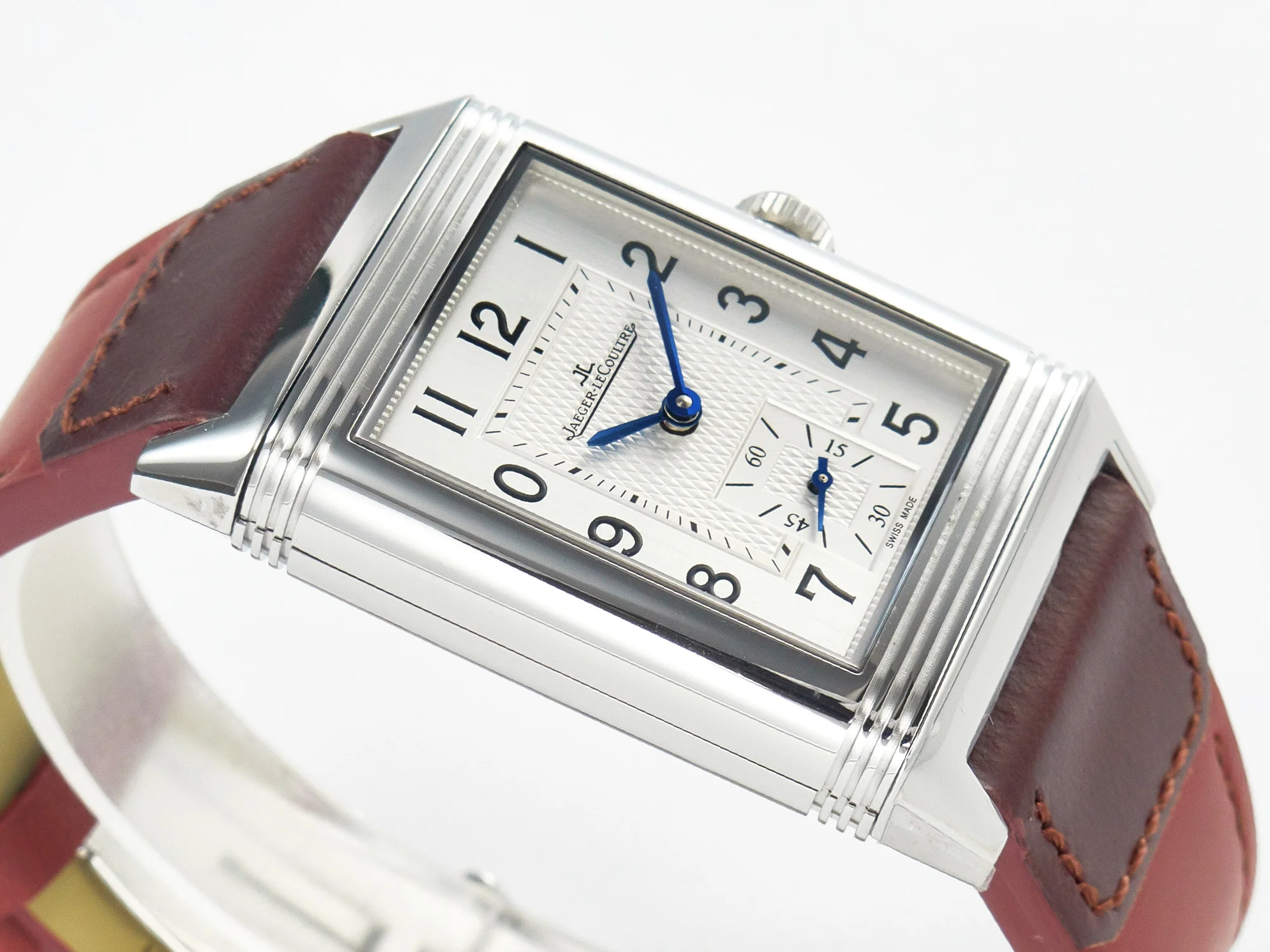 Reverso Classic Duoface Small Seconds SS MGF Best Edition White Guilloché Dial on Red Leather Strap A854A