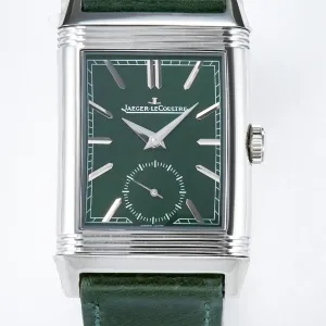 Reverso Classic Duoface Small Seconds SS MGF Best Edition White Textured Dial on Black Leather Strap A854A