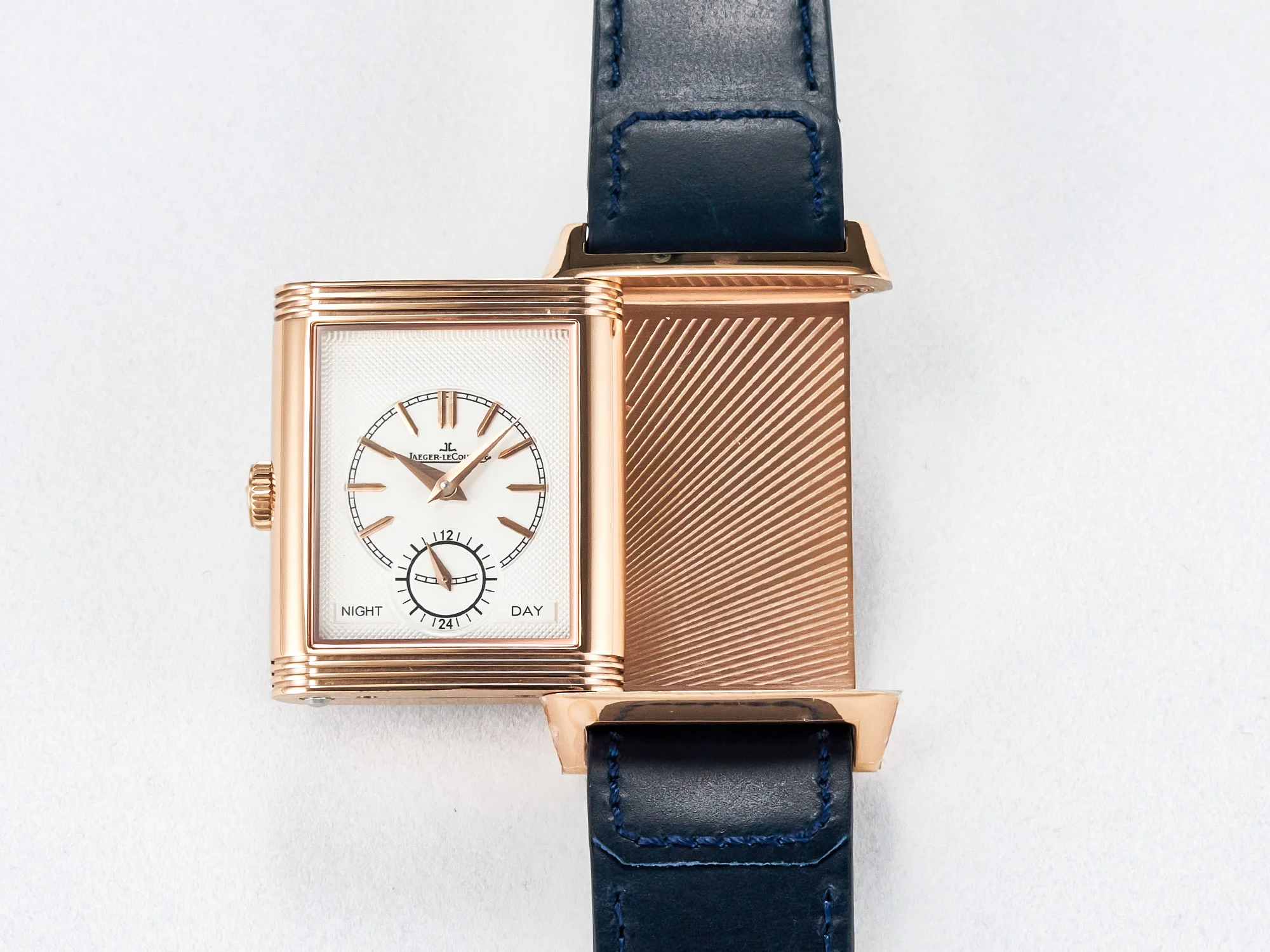 Reverso Tribute Duoface Small Seconds RG MGF Best Edition Blue Dial on Blue Leather Strap A854A