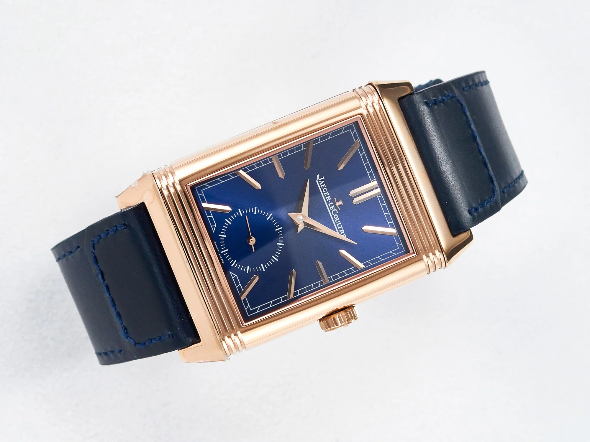 Reverso Tribute Duoface Small Seconds RG MGF Best Edition Blue Dial on Blue Leather Strap A854A